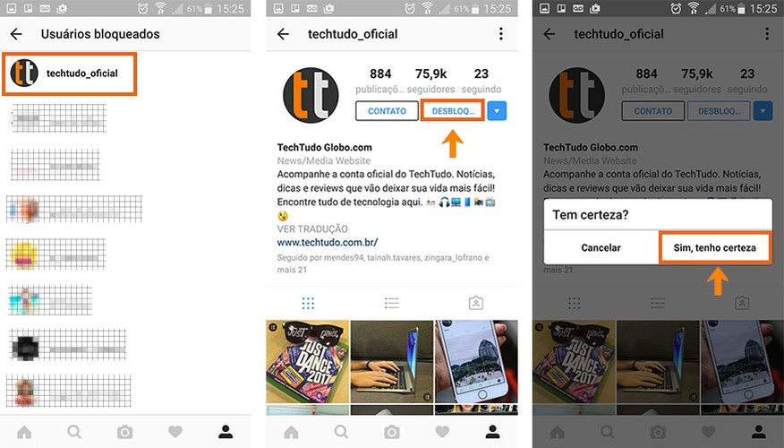 Se preferir desbloqueie a pessoa no Instagram pelo celular (Foto: Reprodução/Barbara Mannara) Se preferir desbloqueie a pessoa no Instagram pelo celular (Foto: Reprodução/Barbara Mannara)