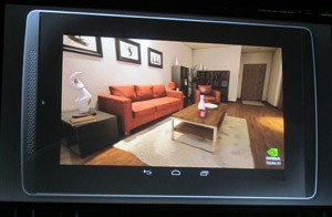 Sala de estar gerada em tempo real pelo smartphone que usa o novo chip da Nvidia (Foto: Gustavo Petró/G1)