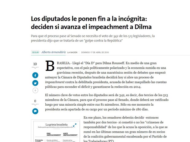 Reportagem do La Nacion deste domingo (17). (Foto: Reprodução/LaNacion)