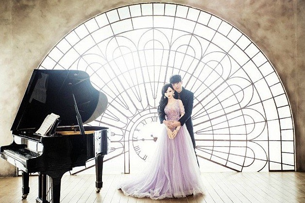 Pose para o álbum de casamento