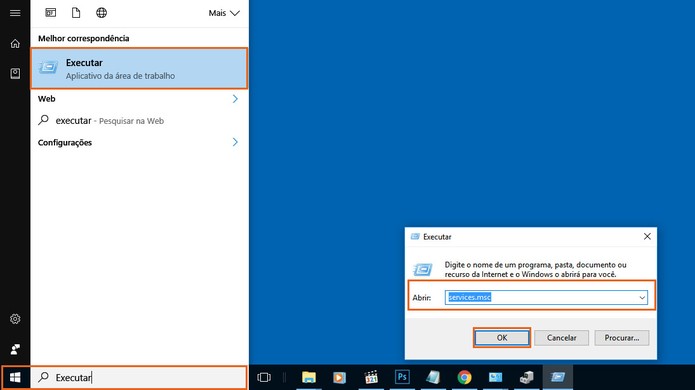 Execute o comando de serviços no PC com Windows 10 (Foto: Reprodução/Barbara Mannara)