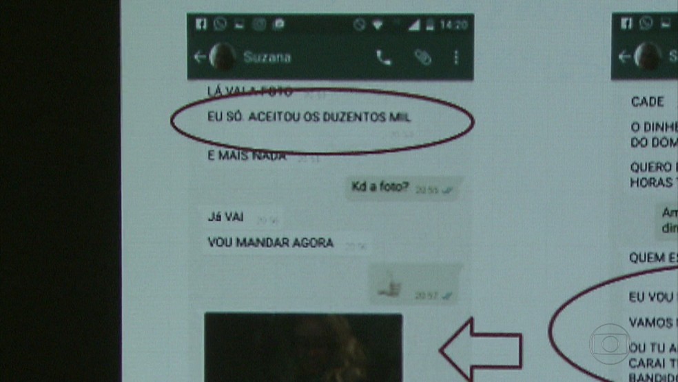 Suposto sequestrador enviou ameaças e foto da mulher (Foto: Reprodução/TV Globo)