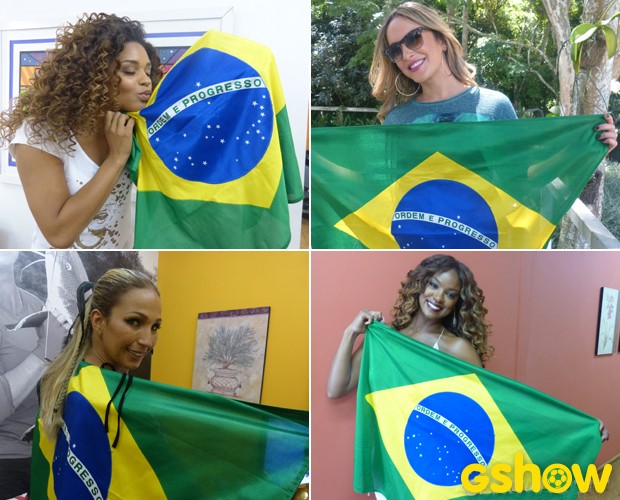 Juliana, Claudia, Valesca e Cris: torcida pronta para a Seleção Brasileira (Foto: Mais Você/TV Globo)