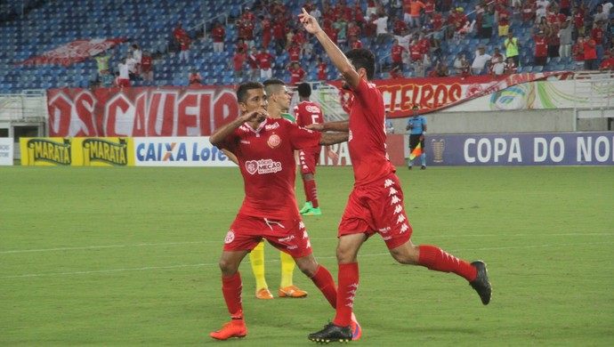 América-RN - Rômulo, comemoração (Foto: Fabiano de Oliveira)