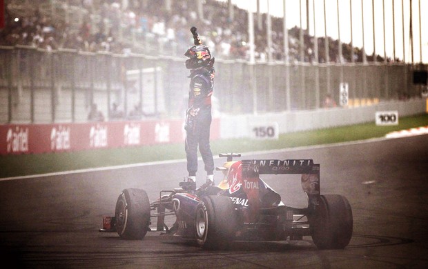 Vettel comemoração título GP da India pódio (Foto: Getty Images)