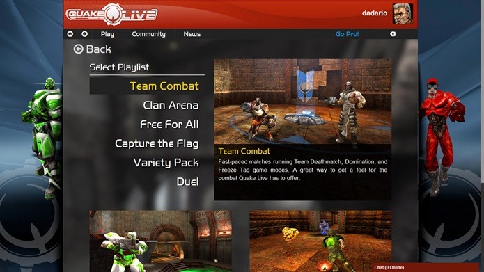 Quake Live possui 12 modos de batalha no total (Foto: Reprodução / Dario Coutinho)