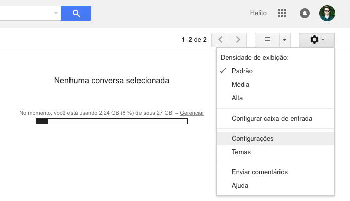 Acesse as configurações do Gmail (Foto: Reprodução/Helito Bijora) 
