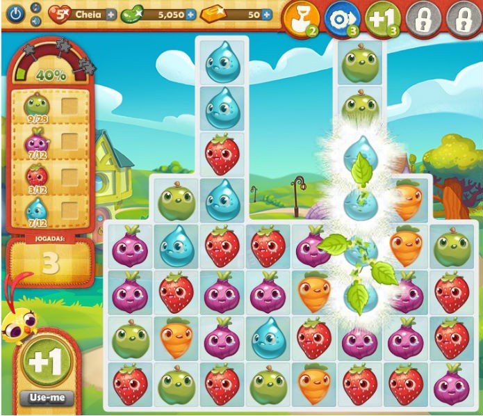 Farm Heroes Saga: Multipliers aumentam o valor de peças ao redor (Foto: Reprodução)