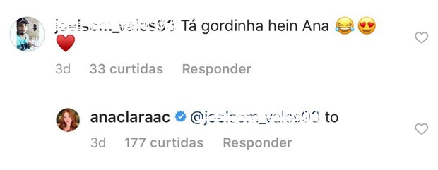 Internauta critica Ana Clara, que rebate (Foto: Reprodução/Instagram) Internauta critica Ana Clara, que rebate (Foto: Reprodução/Instagram)