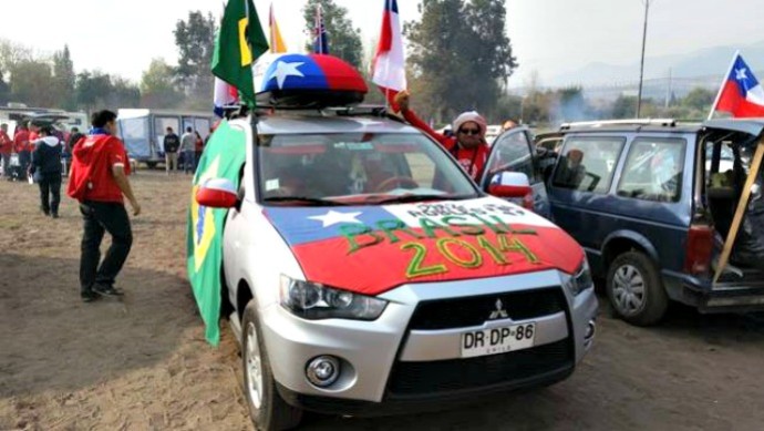 Torcedores chilenos em caravana com destino ao Brasil (Foto: Divulgação/Caravana Santiago-Brasil)