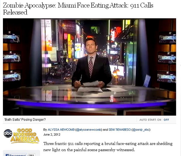 Polícia dos EUA divulga três chamadas denunciando ataque canibal em Miami, diz ABC (Foto: Reprodução/ABC News)