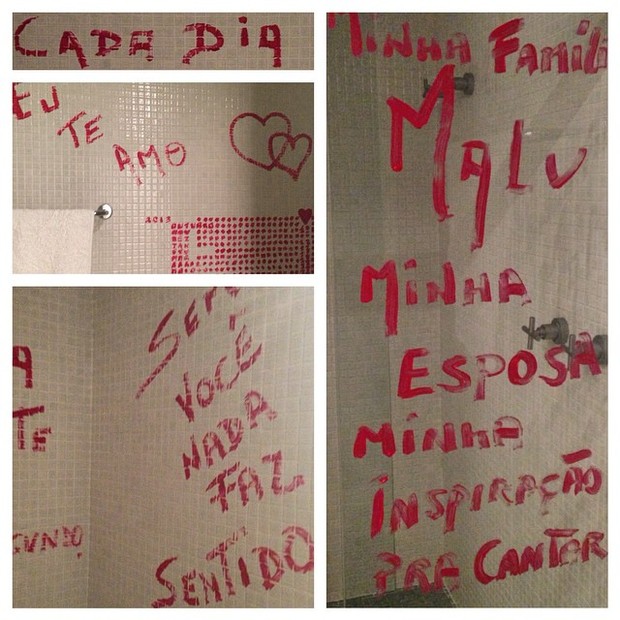 Declaração de Daniela Mercury para a mulher, Malu Verçosa, em banheiro (Foto: Instagram/ Reprodução)
