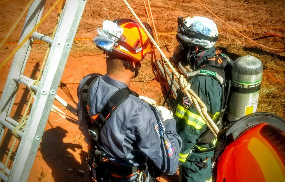Bombeiros utilizaram equipamentos especiais durante o resgate (Foto: Corpo de Bombeiros/Cedida)