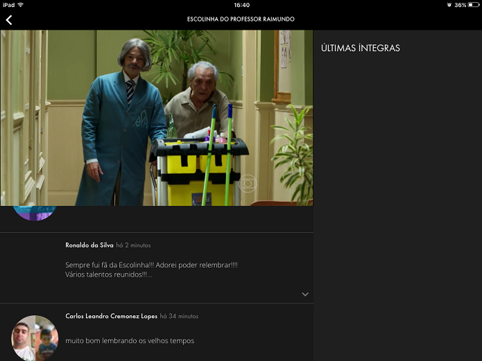 Globo Play traz interatividade com comentários de internautas e compartilhamento em redes sociais (Foto: Reprodução/Elson de Souza)