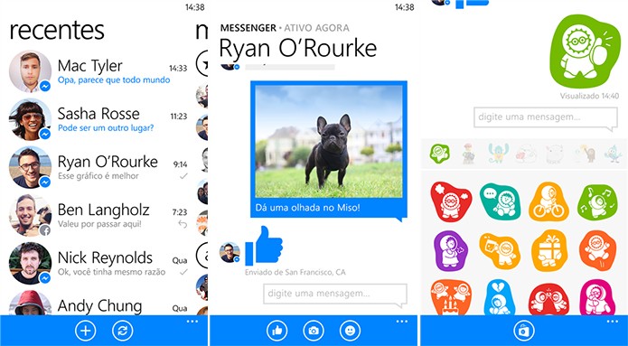 Facebook Messenger é totalmente integrado com a rede social e oferece bastantes funções no Windows Phone (Foto: Divulgação/Windows Phone Store)