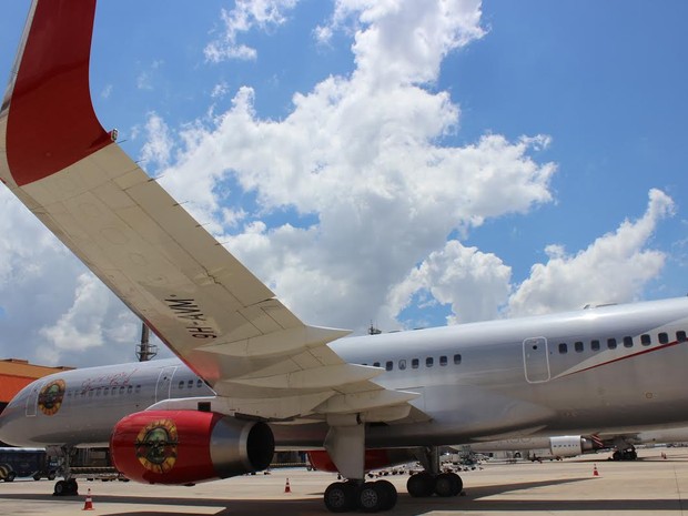 O Boeing 757-200 da banda norte-americana Guns N' Roses (Foto: Divulgação / Viracopos) O Boeing 757-200 da banda norte-americana Guns N' Roses (Foto: Divulgação / Viracopos)