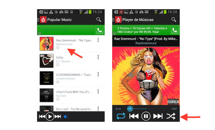 Ouvindo uma música através do aplicativo Ouvela no Android (Foto: Reprodução/Marvin Costa)