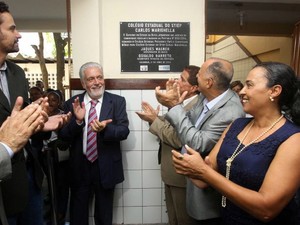 Mudança do nome da escola Colégio Estadual Stiep Carlos Marighella, na Bahia, é inaugurado (Foto: Mateus Pereira/GOVBA)