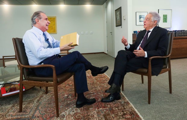 O ex-presidente Fernando Henrique Cardoso durante entrevista a Roberto D'Ávila na GloboNews (Foto: Ricardo Matsukawa)