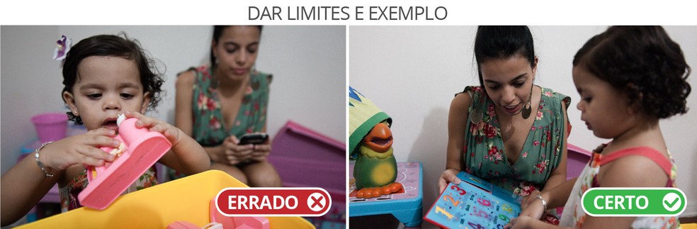 Dar limites e exemplo - Em cena dramatizada, pais mostram duas formas de lidar com a questão. (Foto: Marcelo Brandt/G1)