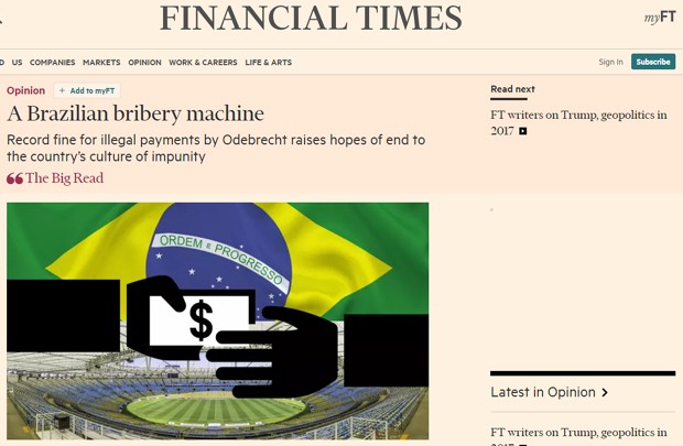 Financial Times chama Odebrecht de máquina de suborno (Foto: Reprodução)