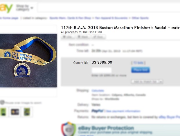 Medalha maratona Boston venda site (Foto: Reprodução)