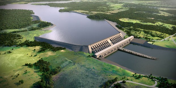 Perspectiva divulgada pela Norte Energia de como ficará a Casa de Força principal da usina de Belo Monte (Foto: Divulgação/Norte Energia)