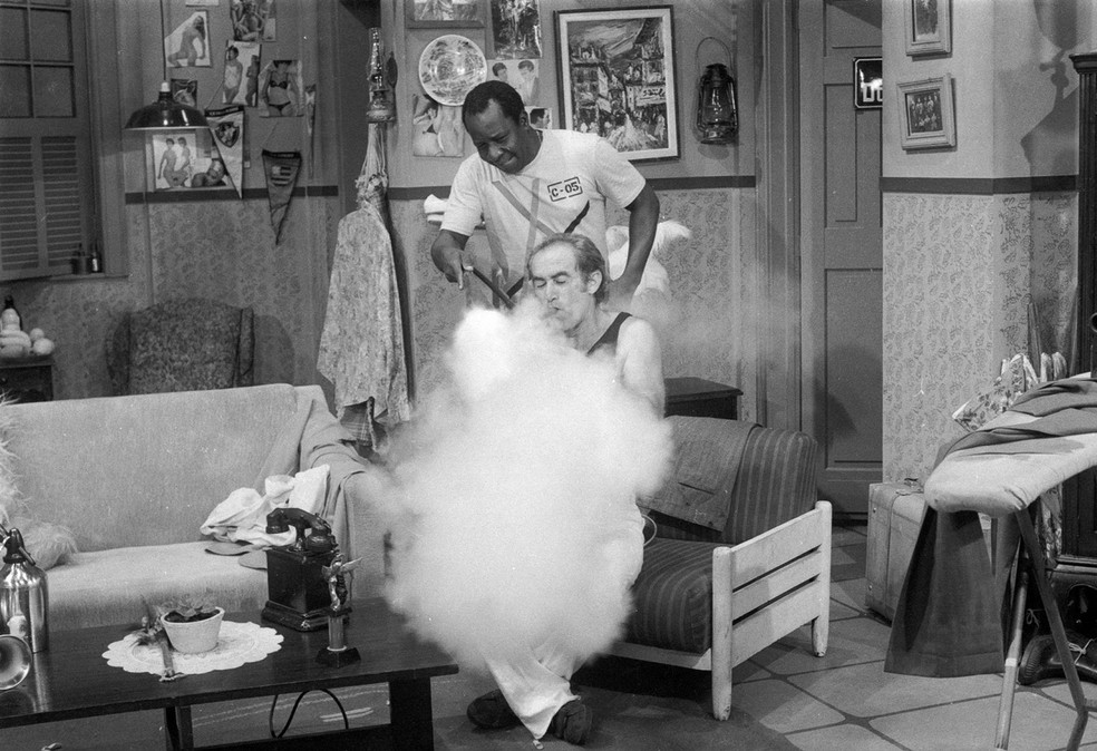 Mussum e Didi em 'Os Trapalhões' (Foto: Geraldo Modesto/TV Globo)