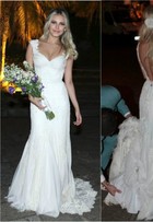 Vestido de noiva de Louise D'Tuani tem 5 mil pérolas e 5 mil cristais