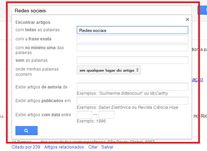 Usando a pesquisa avançada do Google Acadêmico (Foto: Reprodução/Lívia Dâmaso)