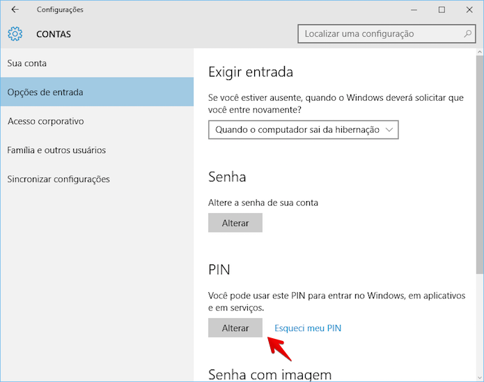 Alterando PIN do Windows 10 (Foto: Reprodução/Helito Bijora)