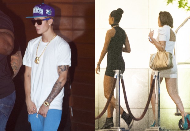 Justin Bieber e as duas garotas (Foto: Grosby Group) Justin Bieber e as duas garotas (Foto: Grosby Group)