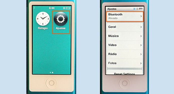 Encontre o menu de Bluetooth nos Ajustes do iPod (Foto: Reprodução/Barbara Mannara)