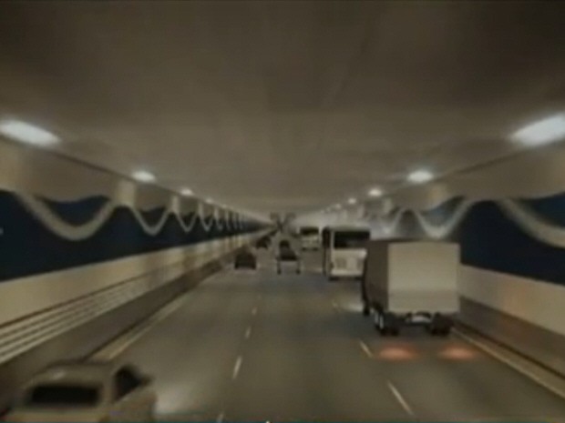 Projeto de túnel que ligará Santos a Guarujá está pronto (Foto: Reprodução / TV Globo)