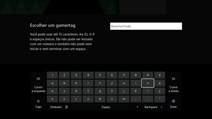 Digite o nome (Foto: Reprodução/Murilo Molina)
