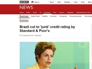 Portal da rede BBC destaca rebaixamento da nota brasileira (Foto: Reprodução/BBC)