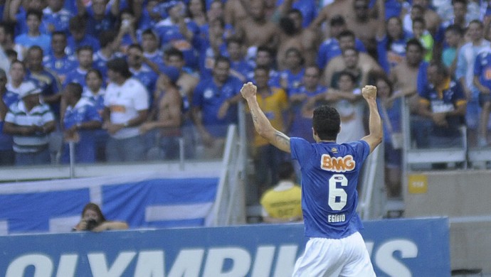 Egídio comemora com a torcida o gol marcado contra o Botafogo (Foto: Gualter Naves/Light Press)