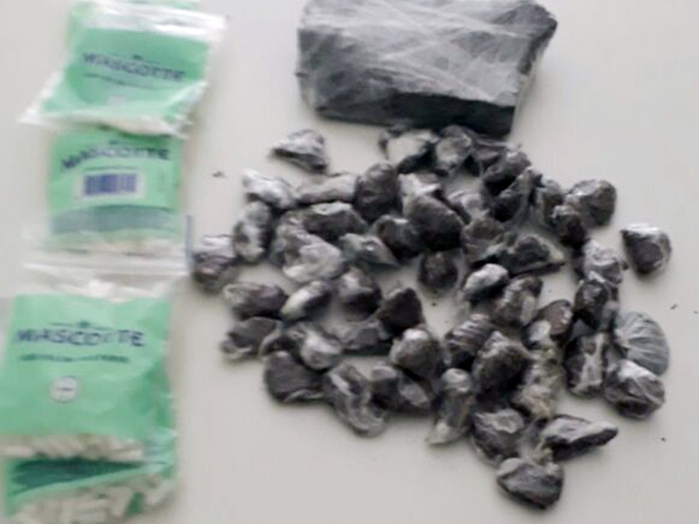 Foram apreendidos maconha e cocaína (Foto: Polícia Militar/Cedida)