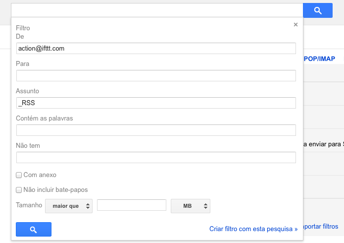 Definindo filtros para os e-mails do IFTTT (Foto: Reprodução/Helito Bijora)