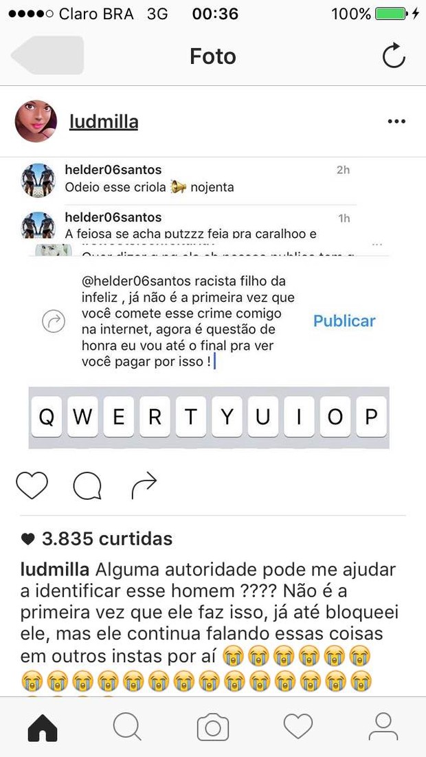 Ludmilla é alvo de comentários racistas (Foto: Reprodução/ Instagram) Ludmilla é alvo de comentários racistas (Foto: Reprodução/ Instagram)