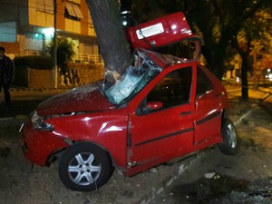 Motorista morre após carro colidir contra árvore em Porto Alegre (Foto: Zete Padilha/RBS TV)