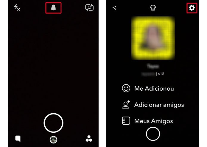 Acesse as configurações do Snapchat (Foto: Reprodução/ Taysa Coelho) Acesse as configurações do Snapchat (Foto: Reprodução/ Taysa Coelho)