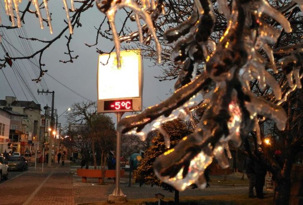 Termômetro marcou -5ºC em São Joaquim (Foto: Wagner Urbano/Divulgação)