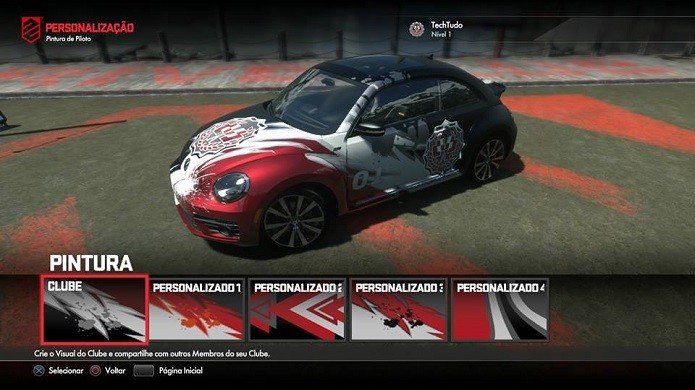 Driveclub: Jogador pode criar quatro pinturas personalizadas e uma para seu clube (Foto: Reprodução/Emanuel Schimidt)