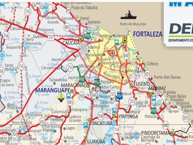 Mapa das rodovias estaduais do Ceará (Foto: Reprodução/PRE)