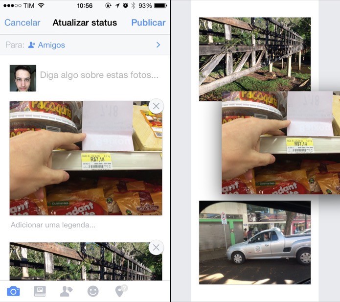 Alterando ordem das fotos no app para iOS (Foto: Reprodução/Helito Bijora)