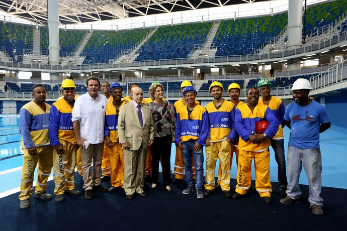 Inauguração Estádio Aquático Parque Olímipico Rio 2016 Dilma Rousseff Eduardo Paes (Foto: Beth Santos / Prefeitura do Rio)