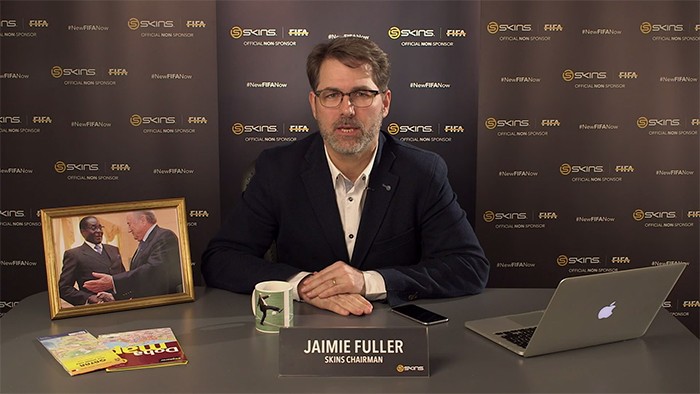Jaimie Fuller, presidente da Skins, em anúncio de 'não patrocínio' à Fifa