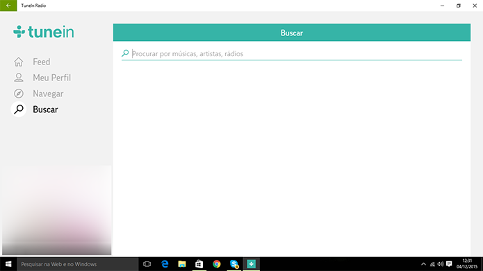 TuneIn para PC oferece busca por nome de rádio, programa ou podcast no Windows 10 (Foto; Reprodução/Elson de Souza)