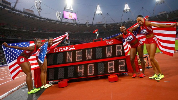  Tianna Madison, Carmelita Jeter, Bianca Knight and Allyson Felix, Atletismo, Estados Unidos (Foto: Agência Reuters)